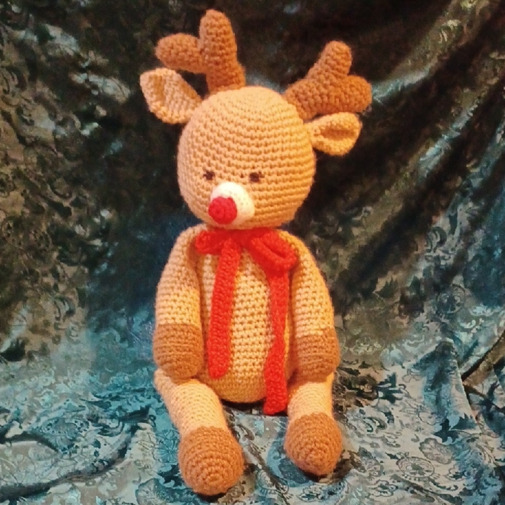 Handmade Crochet Reindeer Toy Handmade Rudolph- Crochet Rudolph